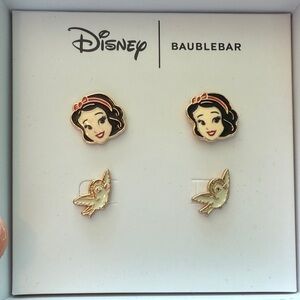 Disney BaubleBar Snow White Bird Stud Earrings Set Rose Gold Tone Enamel NIB‎